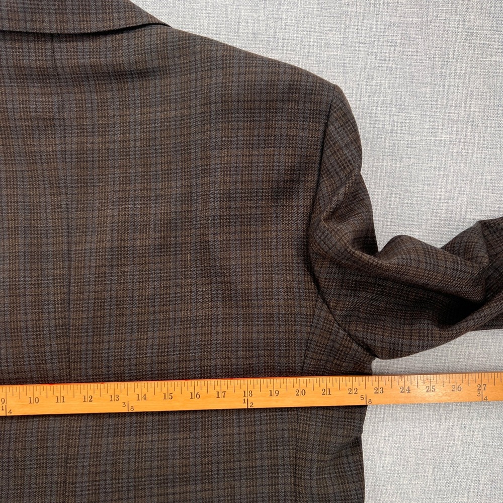 Jos‎ A Bank Wool Sport Coat Windowpane Plaid Blazer Men 46R Brown Tailored Ivy - Picture 6 of 12